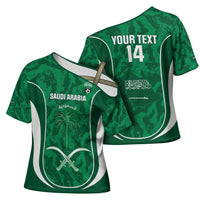 Custom Saudi Arabia Football Cross Shoulder Shirt 2026 Come On Arabian Falcons - Wonder Print Shop