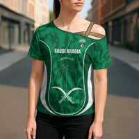 Custom Saudi Arabia Football Cross Shoulder Shirt 2026 Come On Arabian Falcons - Wonder Print Shop
