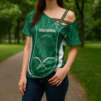 Custom Saudi Arabia Football Cross Shoulder Shirt 2026 Come On Arabian Falcons - Wonder Print Shop