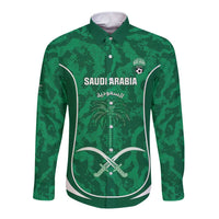 Custom Saudi Arabia Football Long Sleeve Button Shirt 2026 Come On Arabian Falcons - Wonder Print Shop