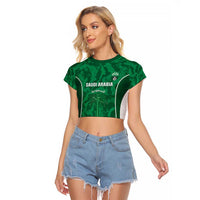Custom Saudi Arabia Football Raglan Cropped T Shirt 2026 Come On Arabian Falcons - Wonder Print Shop