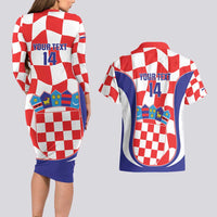 Custom Croatia Football Couples Matching Long Sleeve Bodycon Dress and Hawaiian Shirt 2026 Come On Vatreni Hrvatska - Wonder Print Shop