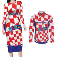 Custom Croatia Football Couples Matching Long Sleeve Bodycon Dress and Long Sleeve Button Shirt 2026 Come On Vatreni Hrvatska - Wonder Print Shop