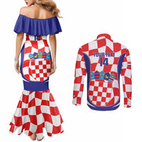 Custom Croatia Football Couples Matching Mermaid Dress and Long Sleeve Button Shirt 2026 Come On Vatreni Hrvatska - Wonder Print Shop