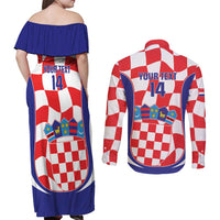 Custom Croatia Football Couples Matching Off Shoulder Maxi Dress and Long Sleeve Button Shirt 2026 Come On Vatreni Hrvatska - Wonder Print Shop