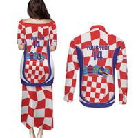 Custom Croatia Football Couples Matching Puletasi and Long Sleeve Button Shirt 2026 Come On Vatreni Hrvatska - Wonder Print Shop
