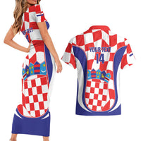 Custom Croatia Football Couples Matching Short Sleeve Bodycon Dress and Hawaiian Shirt 2026 Come On Vatreni Hrvatska - Wonder Print Shop