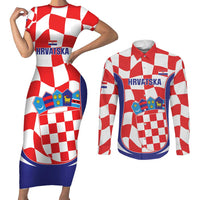 Custom Croatia Football Couples Matching Short Sleeve Bodycon Dress and Long Sleeve Button Shirt 2026 Come On Vatreni Hrvatska - Wonder Print Shop