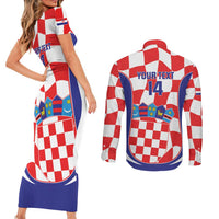 Custom Croatia Football Couples Matching Short Sleeve Bodycon Dress and Long Sleeve Button Shirt 2026 Come On Vatreni Hrvatska - Wonder Print Shop