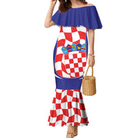 Custom Croatia Football Family Matching Mermaid Dress and Hawaiian Shirt 2026 Come On Vatreni Hrvatska - Wonder Print Shop