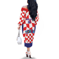 Custom Croatia Football Family Matching Off The Shoulder Long Sleeve Dress and Hawaiian Shirt 2026 Come On Vatreni Hrvatska - Wonder Print Shop