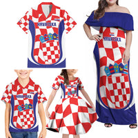 Custom Croatia Football Family Matching Off Shoulder Maxi Dress and Hawaiian Shirt 2026 Come On Vatreni Hrvatska - Wonder Print Shop