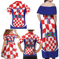 Custom Croatia Football Family Matching Off Shoulder Maxi Dress and Hawaiian Shirt 2026 Come On Vatreni Hrvatska - Wonder Print Shop