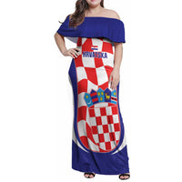 Custom Croatia Football Family Matching Off Shoulder Maxi Dress and Hawaiian Shirt 2026 Come On Vatreni Hrvatska - Wonder Print Shop