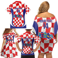 Custom Croatia Football Family Matching Off Shoulder Short Dress and Hawaiian Shirt 2026 Come On Vatreni Hrvatska - Wonder Print Shop