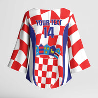 Custom Croatia Football Kimono Sleeve Blouse 2026 Come On Vatreni Hrvatska - Wonder Print Shop