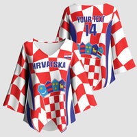 Custom Croatia Football Kimono Sleeve Blouse 2026 Come On Vatreni Hrvatska - Wonder Print Shop