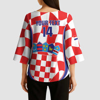 Custom Croatia Football Kimono Sleeve Blouse 2026 Come On Vatreni Hrvatska - Wonder Print Shop
