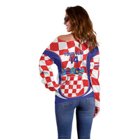Custom Croatia Football Off Shoulder Sweater 2026 Come On Vatreni Hrvatska - Wonder Print Shop