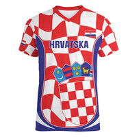 Custom Croatia Football Women V-Neck T-Shirt 2026 Come On Vatreni Hrvatska - Wonder Print Shop
