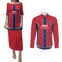 Custom Norway Football Couples Matching Puletasi and Long Sleeve Button Shirt 2026 Come On Norge - Wonder Print Shop