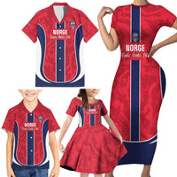 Custom Norway Football Family Matching Short Sleeve Bodycon Dress and Hawaiian Shirt 2026 Come On Norge - Wonder Print Shop