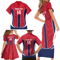 Custom Norway Football Family Matching Short Sleeve Bodycon Dress and Hawaiian Shirt 2026 Come On Norge - Wonder Print Shop