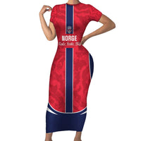 Custom Norway Football Short Sleeve Bodycon Dress 2026 Come On Norge - Wonder Print Shop