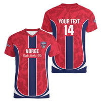 Custom Norway Football Women V-Neck T-Shirt 2026 Come On Norge - Wonder Print Shop
