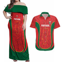 Custom Portugal Football Couples Matching Off Shoulder Maxi Dress and Hawaiian Shirt 2026 Come On Selecao das Quinas - Red - Wonder Print Shop