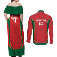 Custom Portugal Football Couples Matching Off Shoulder Maxi Dress and Long Sleeve Button Shirt 2026 Come On Selecao das Quinas - Red - Wonder Print Shop