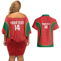 Custom Portugal Football Couples Matching Off Shoulder Short Dress and Hawaiian Shirt 2026 Come On Selecao das Quinas - Red - Wonder Print Shop