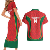 Custom Portugal Football Couples Matching Short Sleeve Bodycon Dress and Hawaiian Shirt 2026 Come On Selecao das Quinas - Red - Wonder Print Shop