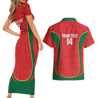Custom Portugal Football Couples Matching Short Sleeve Bodycon Dress and Hawaiian Shirt 2026 Come On Selecao das Quinas - Red - Wonder Print Shop