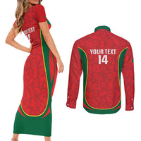 Custom Portugal Football Couples Matching Short Sleeve Bodycon Dress and Long Sleeve Button Shirt 2026 Come On Selecao das Quinas - Red - Wonder Print Shop