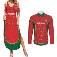 Custom Portugal Football Couples Matching Summer Maxi Dress and Long Sleeve Button Shirt 2026 Come On Selecao das Quinas - Red - Wonder Print Shop