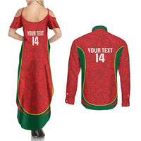 Custom Portugal Football Couples Matching Summer Maxi Dress and Long Sleeve Button Shirt 2026 Come On Selecao das Quinas - Red - Wonder Print Shop