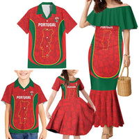 Custom Portugal Football Family Matching Mermaid Dress and Hawaiian Shirt 2026 Come On Selecao das Quinas - Red - Wonder Print Shop