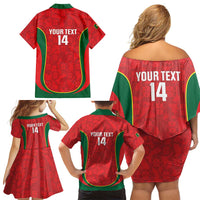 Custom Portugal Football Family Matching Off Shoulder Short Dress and Hawaiian Shirt 2026 Come On Selecao das Quinas - Red - Wonder Print Shop