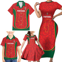 Custom Portugal Football Family Matching Short Sleeve Bodycon Dress and Hawaiian Shirt 2026 Come On Selecao das Quinas - Red - Wonder Print Shop