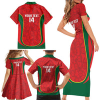 Custom Portugal Football Family Matching Short Sleeve Bodycon Dress and Hawaiian Shirt 2026 Come On Selecao das Quinas - Red - Wonder Print Shop