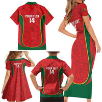 Custom Portugal Football Family Matching Short Sleeve Bodycon Dress and Hawaiian Shirt 2026 Come On Selecao das Quinas - Red - Wonder Print Shop