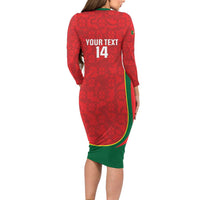 Custom Portugal Football Long Sleeve Bodycon Dress 2026 Come On Selecao das Quinas - Red - Wonder Print Shop