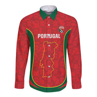 Custom Portugal Football Long Sleeve Button Shirt 2026 Come On Selecao das Quinas - Red - Wonder Print Shop