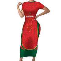 Custom Portugal Football Short Sleeve Bodycon Dress 2026 Come On Selecao das Quinas - Red - Wonder Print Shop