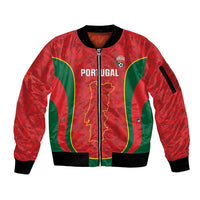 Custom Portugal Football Sleeve Zip Bomber Jacket 2026 Come On Selecao das Quinas - Red - Wonder Print Shop