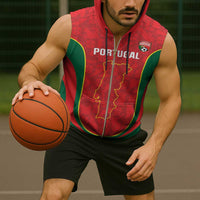 Custom Portugal Football Sleeveless Zip Hoodie 2026 Come On Selecao das Quinas - Red - Wonder Print Shop