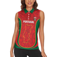 Custom Portugal Football Women Sleeveless Polo Shirt 2026 Come On Selecao das Quinas - Red - Wonder Print Shop