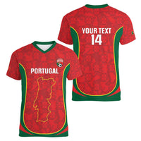 Custom Portugal Football Women V-Neck T-Shirt 2026 Come On Selecao das Quinas - Red - Wonder Print Shop