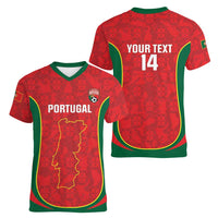 Custom Portugal Football Women V-Neck T-Shirt 2026 Come On Selecao das Quinas - Red - Wonder Print Shop